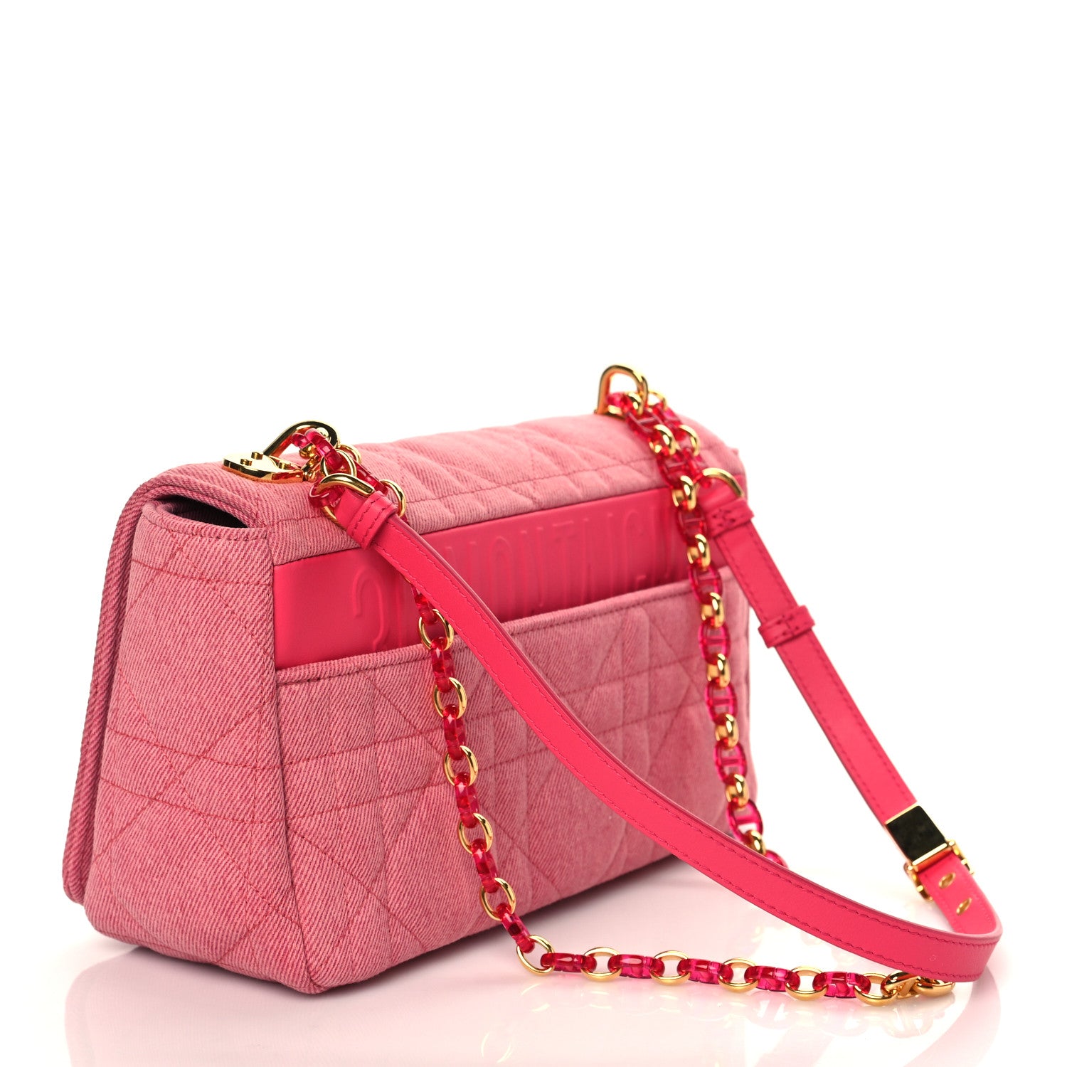 Christian Dior Denim Macrocannage Medium Caro Bag Fuchsia Multicolor 3 of 10