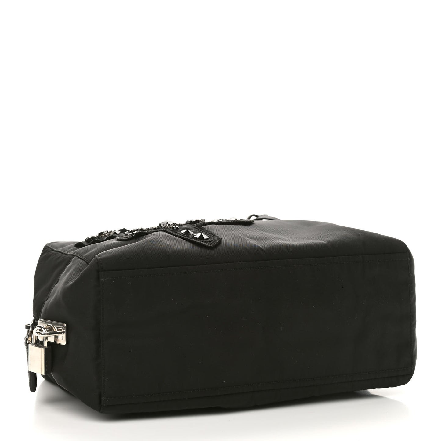 Tessuto Nylon Raso Bear Small Handle Bag Black