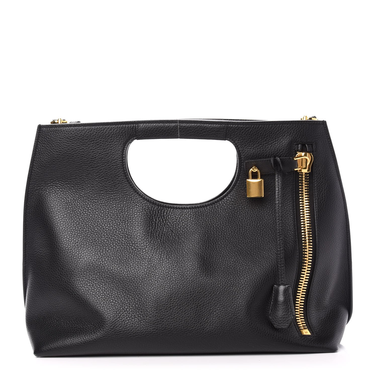Tom Ford Calfskin Large Alix Padlock Zip Shoulder Bag Black 3 of 12