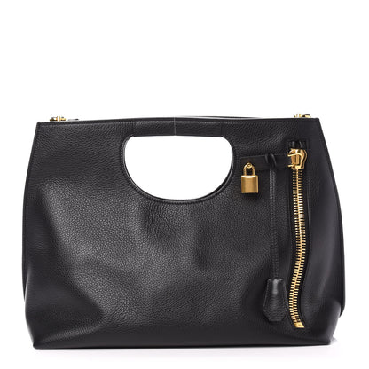 Tom Ford Calfskin Large Alix Padlock Zip Shoulder Bag Black 3 of 12