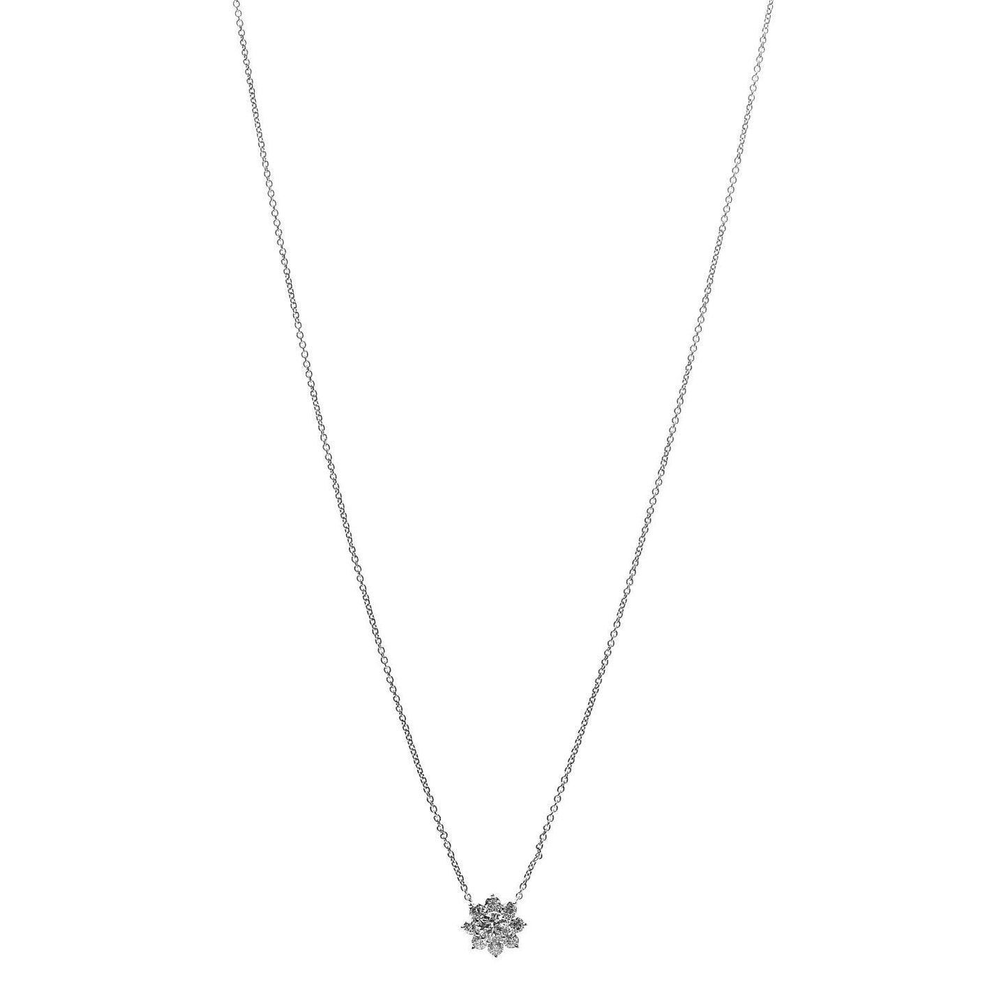 Platinum Diamond Petite Sunflower Pendant Necklace