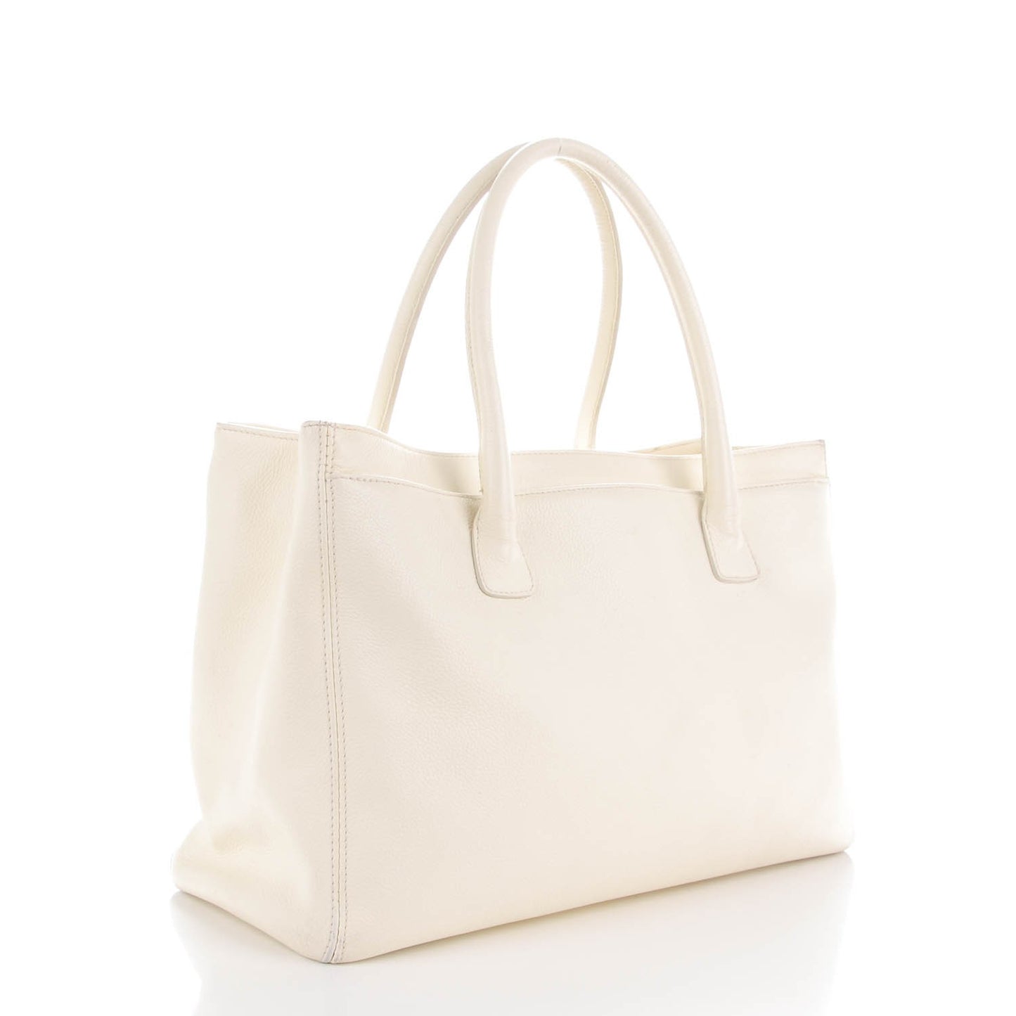 Calfskin Cerf Executive Shopper Tote White
