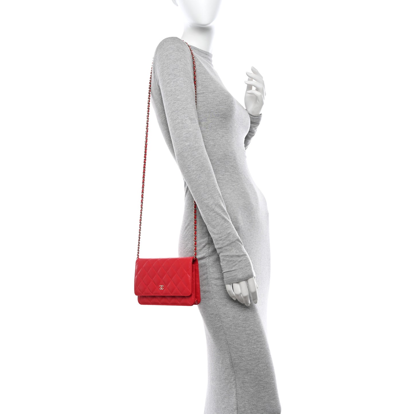 Caviar Quilted Wallet On Chain WOC Red