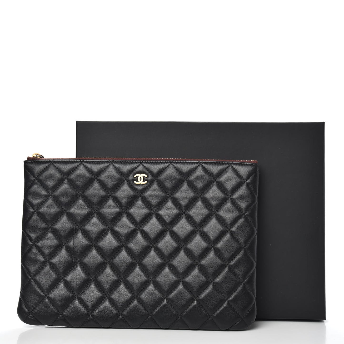Lambskin Quilted Medium Cosmetic Case Black