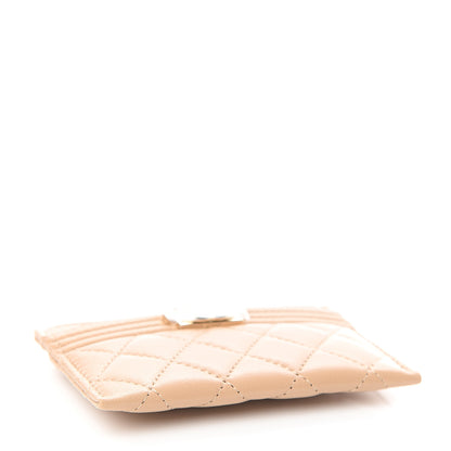 Chanel Lambskin Quilted Boy Card Holder Beige 3 of 8