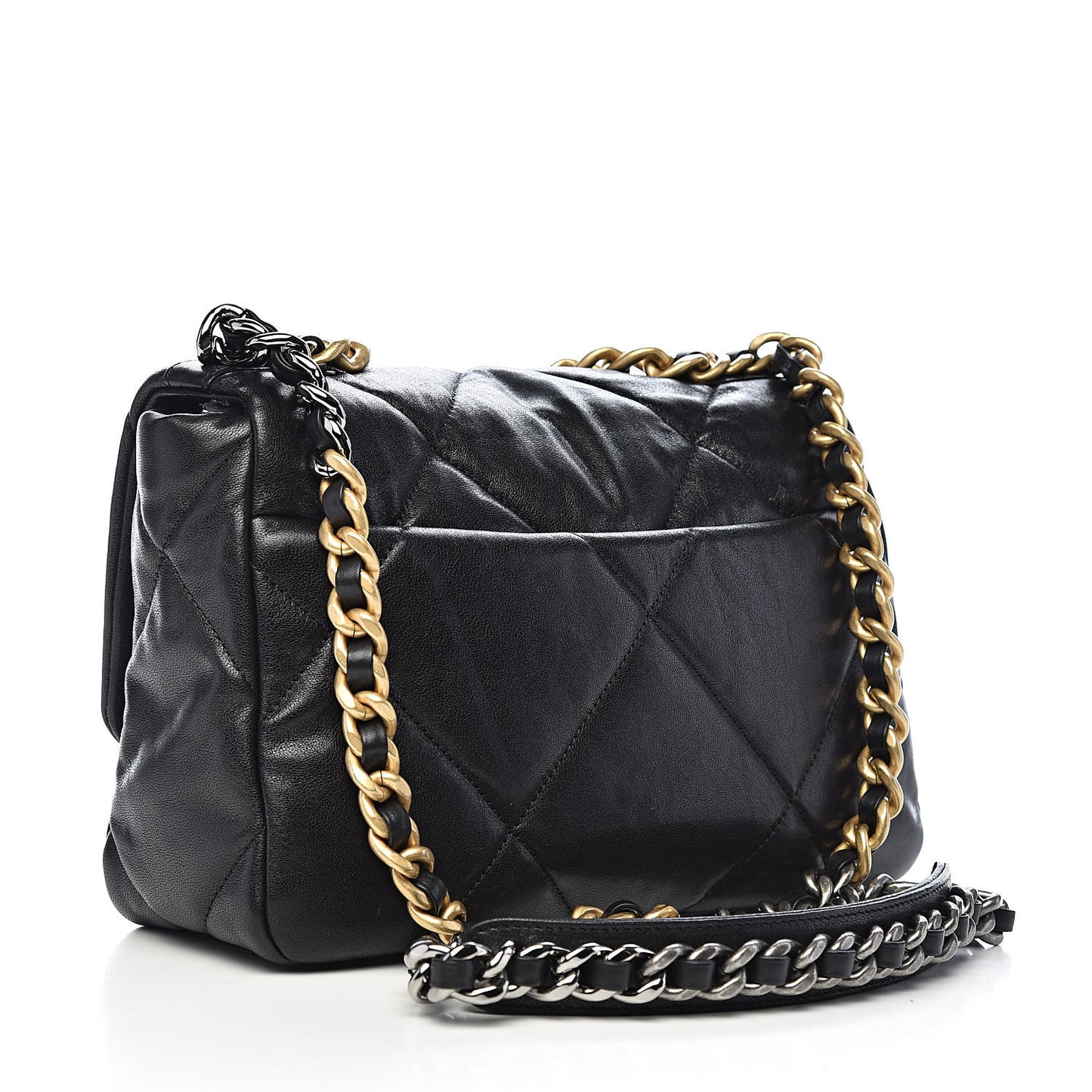 Goatskin Quilted Medium 19 Flap Black