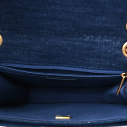 Chanel Denim Quilted Double You Backpack Blue Golden 4 of 12