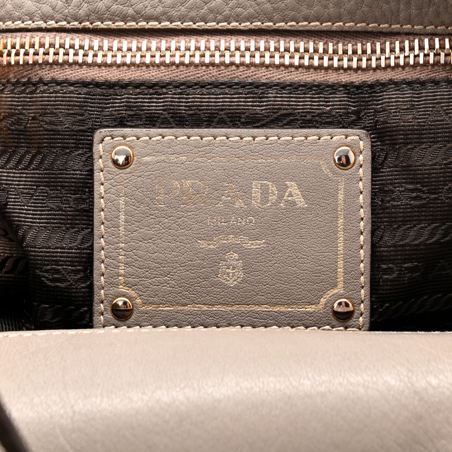 Prada Vitello Daino Pushlock Tote Argilla 6 of 11