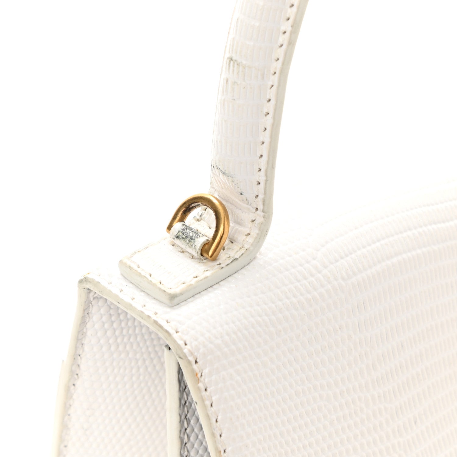 Balenciaga Patent Calfskin Lizard Embossed XS Sharp Top Handle Bag White 9 of 10