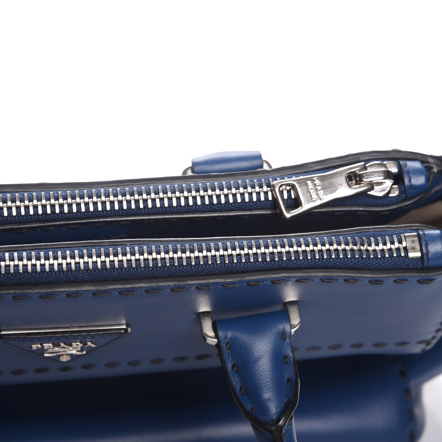 City Calf Small Hand Stitched Galleria Double Zip Tote Bleuette