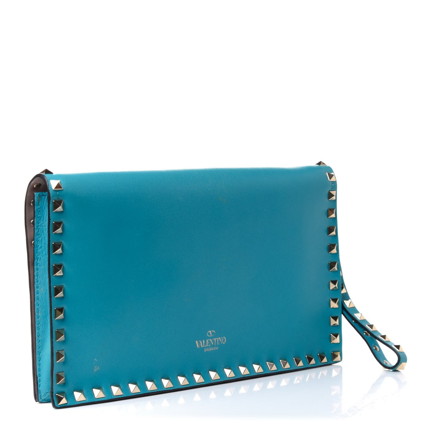 Nappa Rockstud Wristlet Clutch Parrot