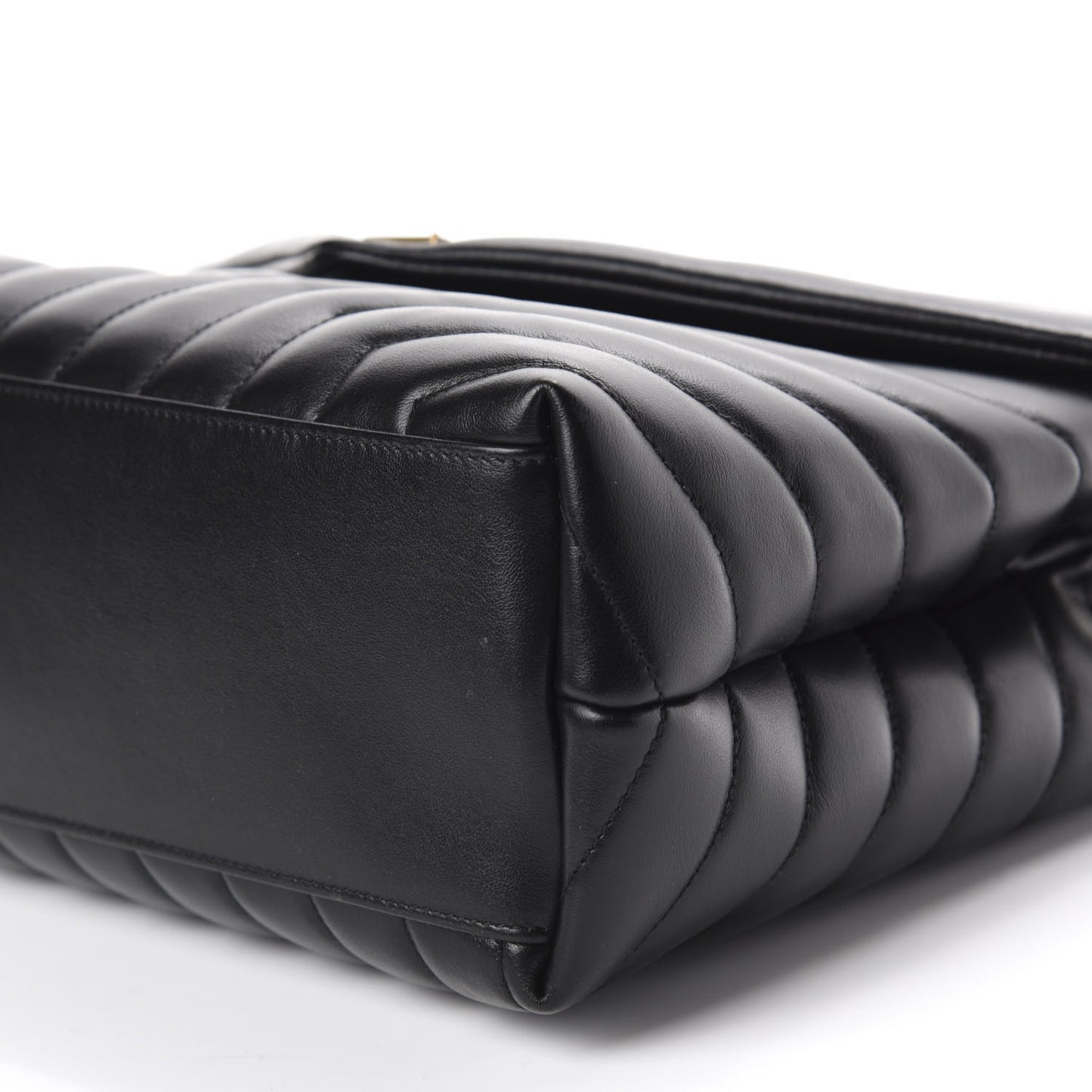Calfskin Y Quilted Monogram Medium Loulou Chain Satchel Black