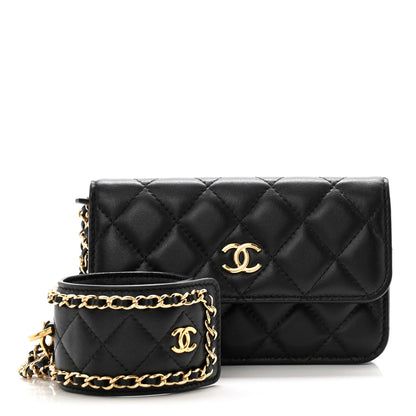 Chanel Lambskin Quilted Flap Wallet With Cuff M Black 1 of 9