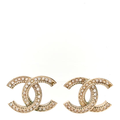 Chanel Crystal CC Earrings Gold 1 of 4