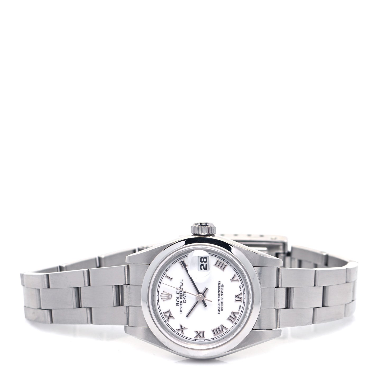 Stainless Steel 26mm Oyster Perpetual Date Watch White Roman 79160