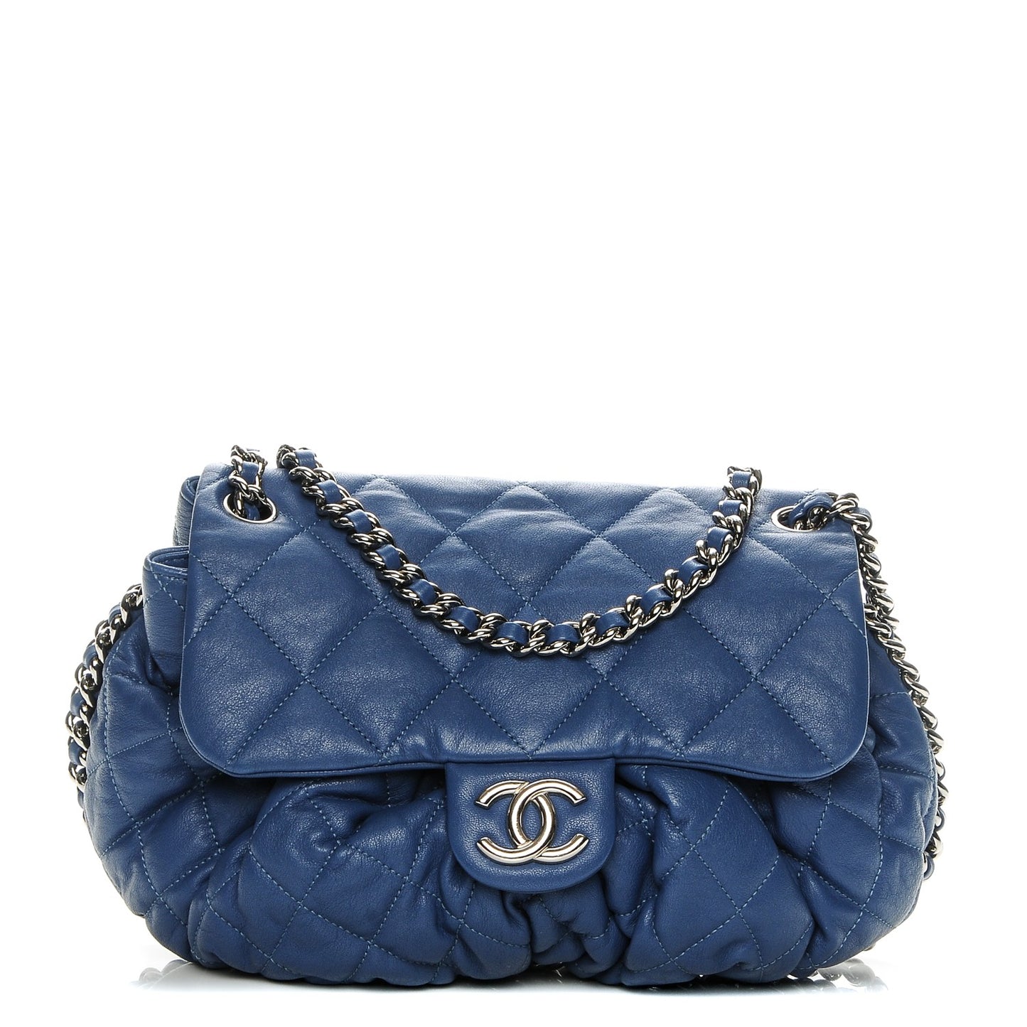 Washed Lambskin Chain Around Medium Messenger Blue