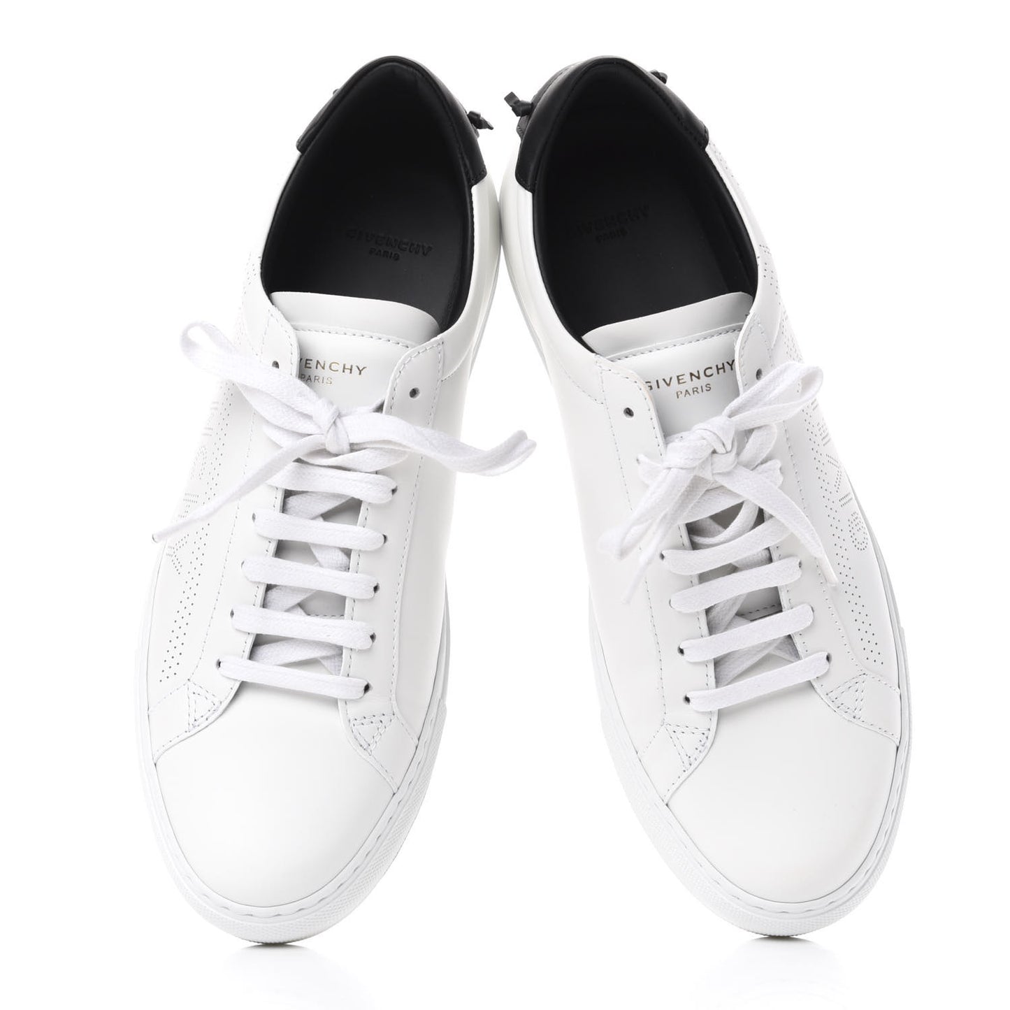 Calfskin Perforated Womens Urban Street Sneakers 41 White Black