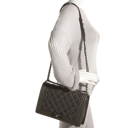 Chanel Crumpled Lambskin Large Studded Boy Flap Dark Gray 2 of 8