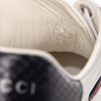 Gucci Calfskin Ayers Web Ace Sneakers 38 White Blue 8 of 9