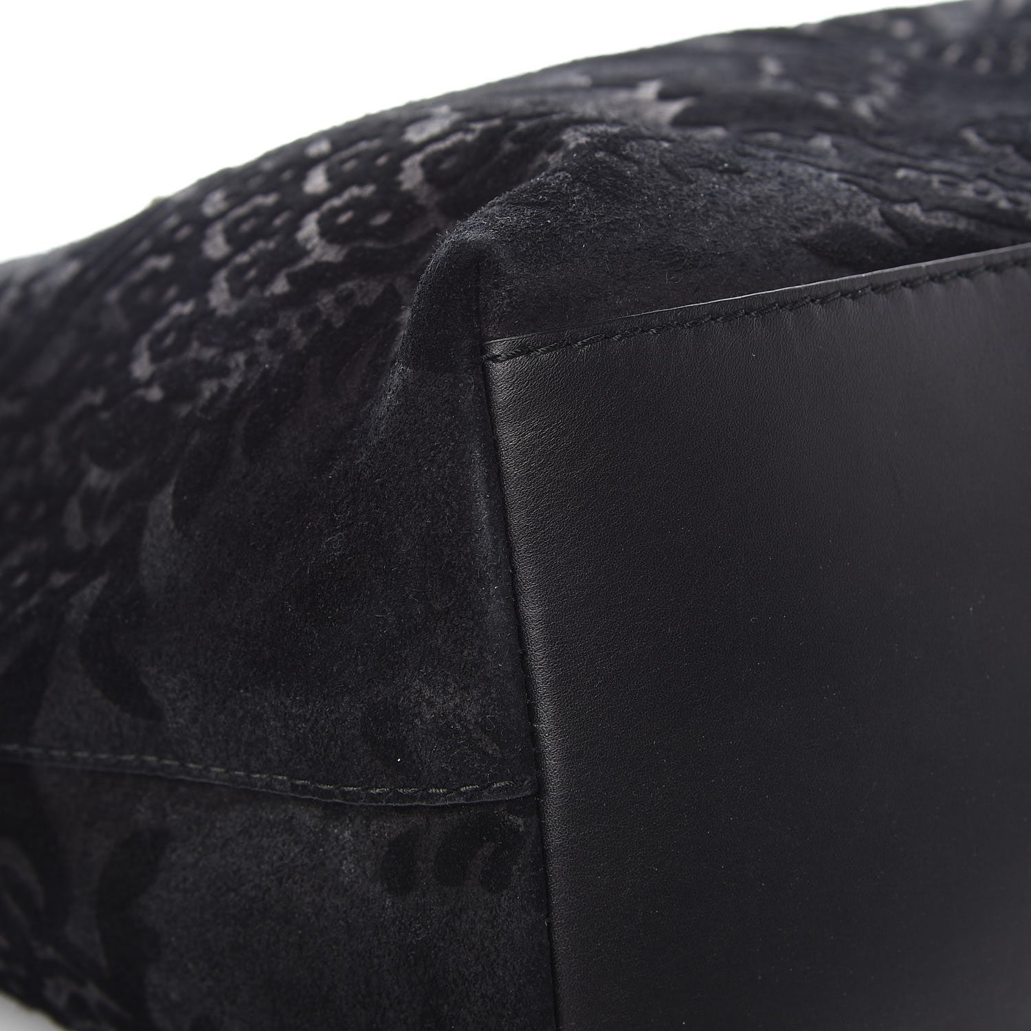Gucci Nubuck Brocade Medium Soft Stirrup Tote Black 9 of 12