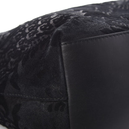 Gucci Nubuck Brocade Medium Soft Stirrup Tote Black 9 of 12