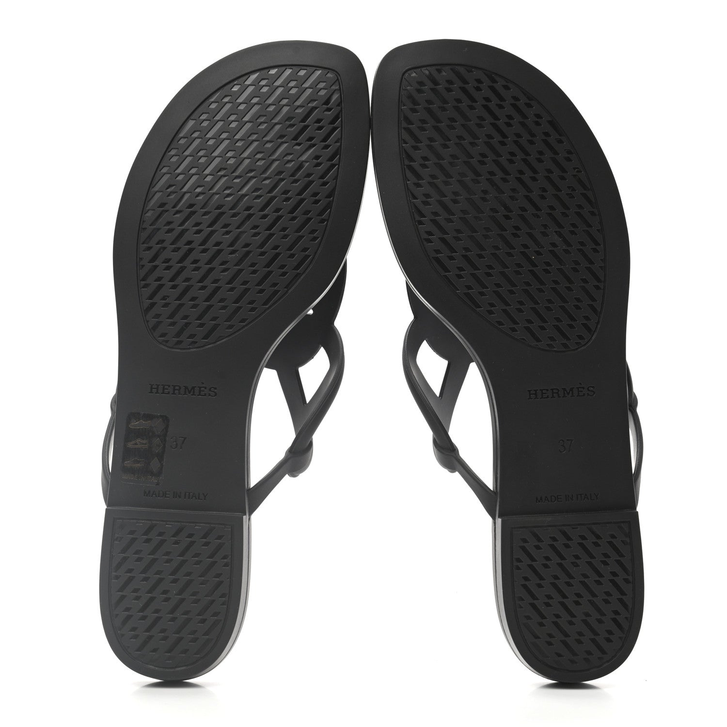 Hermes Rubber Womens Egerie Sandals 37 Black 5 of 8