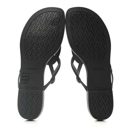 Hermes Rubber Womens Egerie Sandals 37 Black 5 of 8