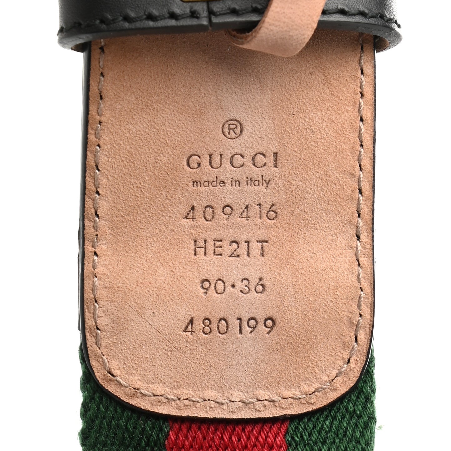 Nylon Calfskin Double G Web 40mm Belt 90 36 Green Red Black