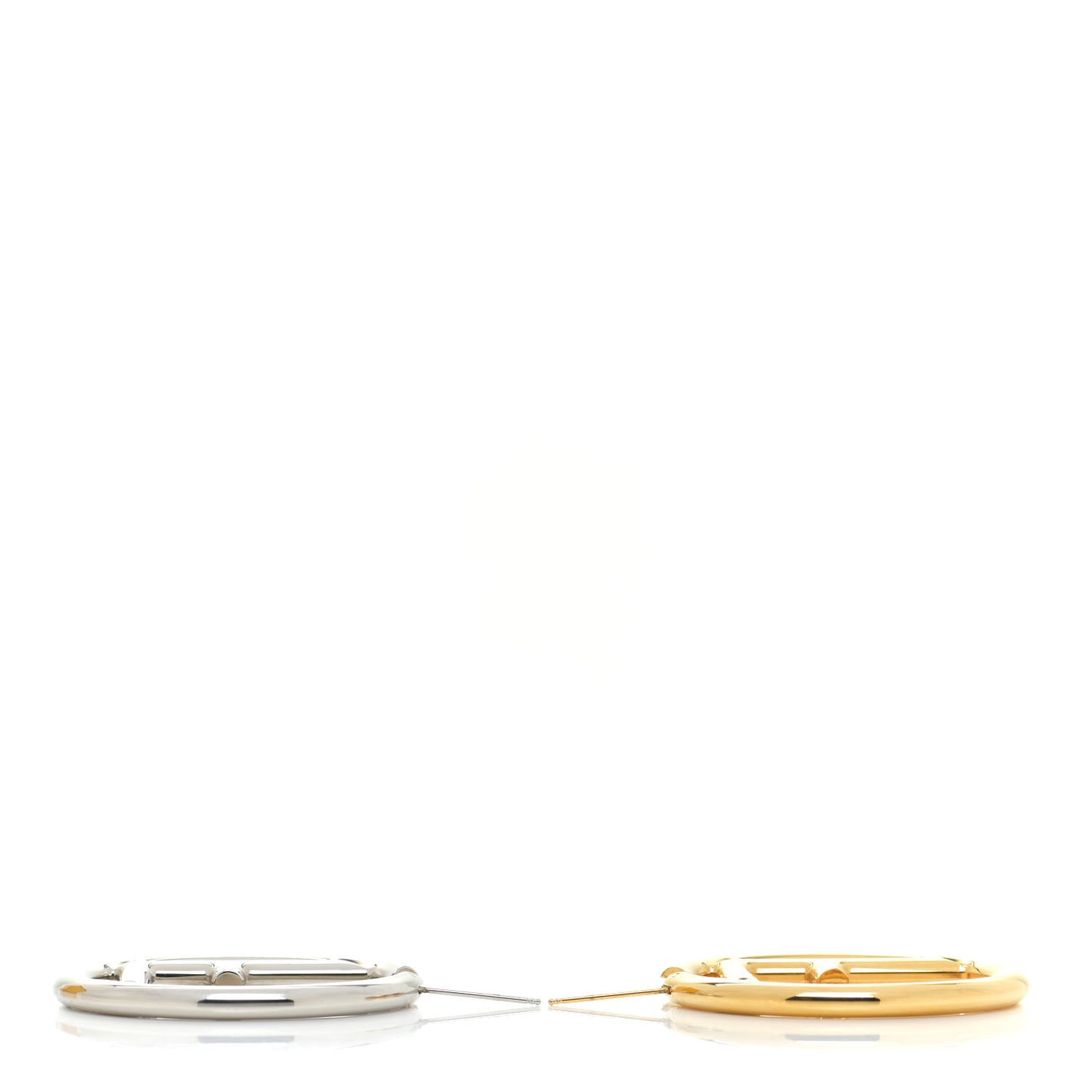Metal FF Hoop Earrings Gold Silver