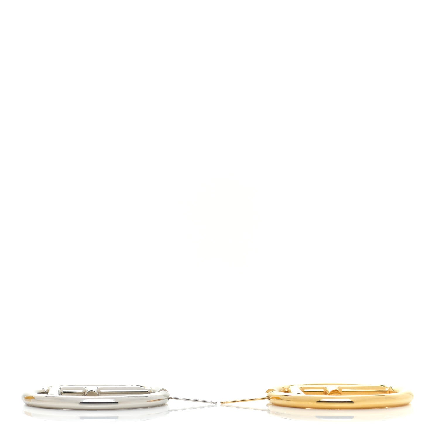 Fendi Metal FF Hoop Earrings Gold Silver 3 of 5