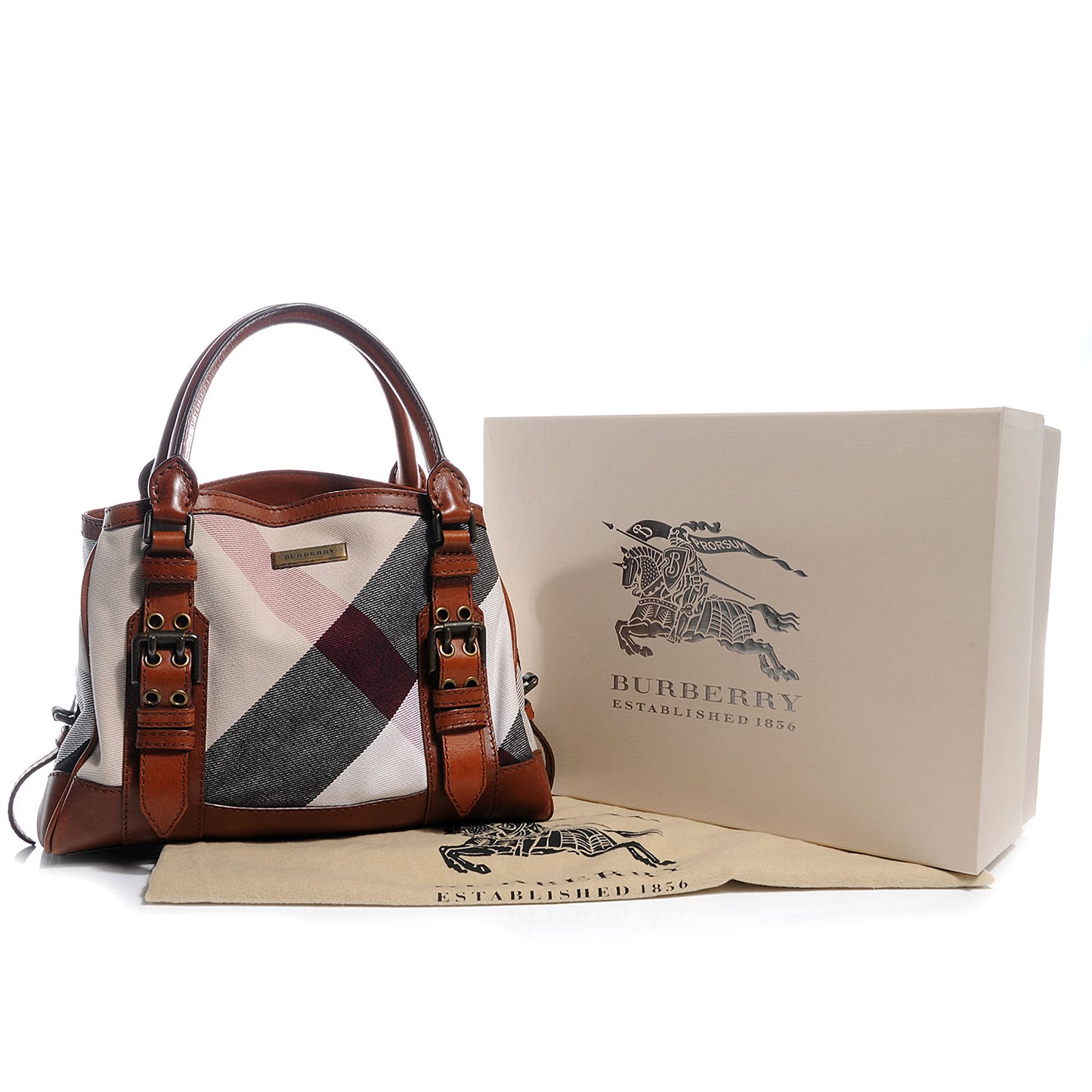 Mega Check Canvas Small Marston Tote Pale Beige