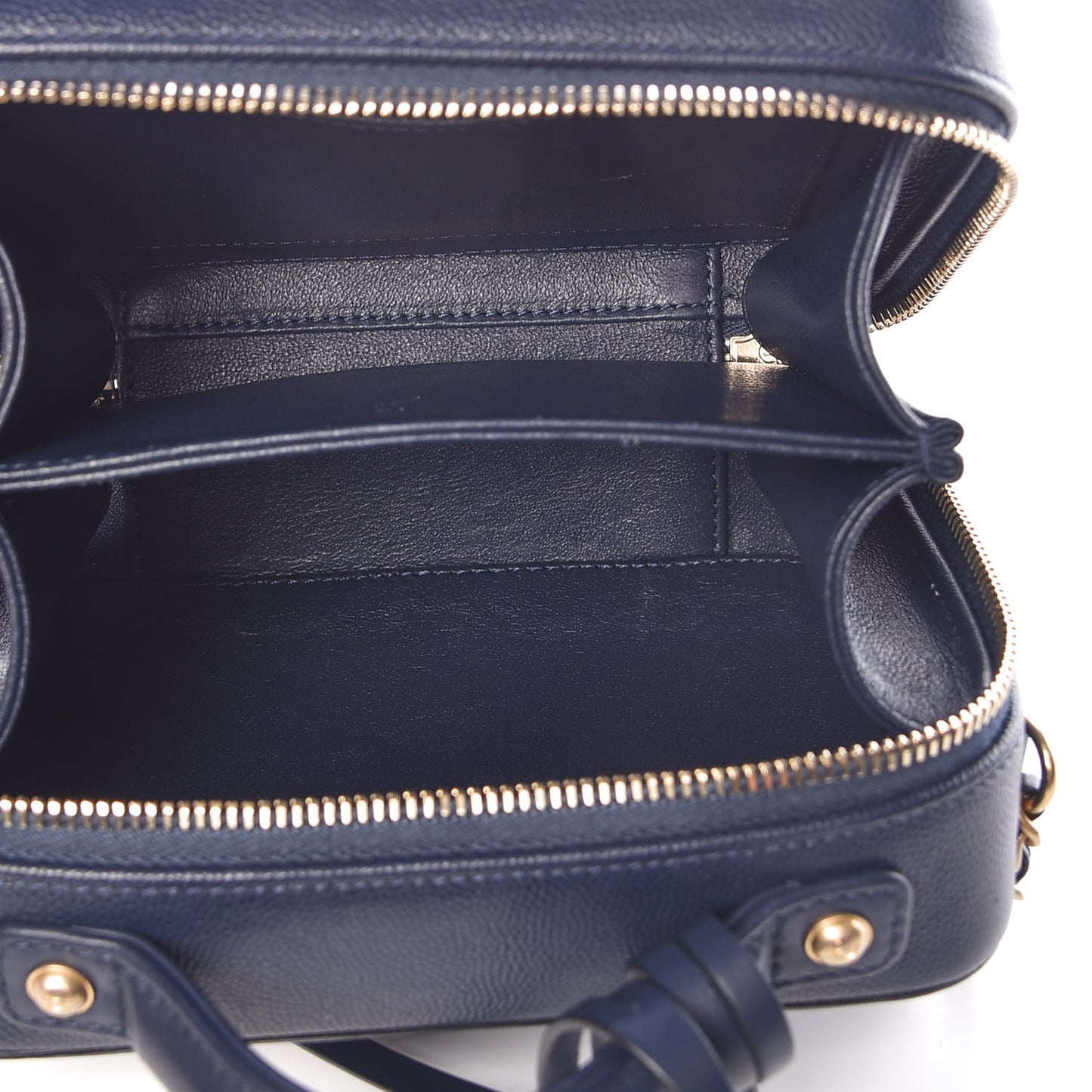 Caviar Quilted Small CC Filigree Vanity Case Navy