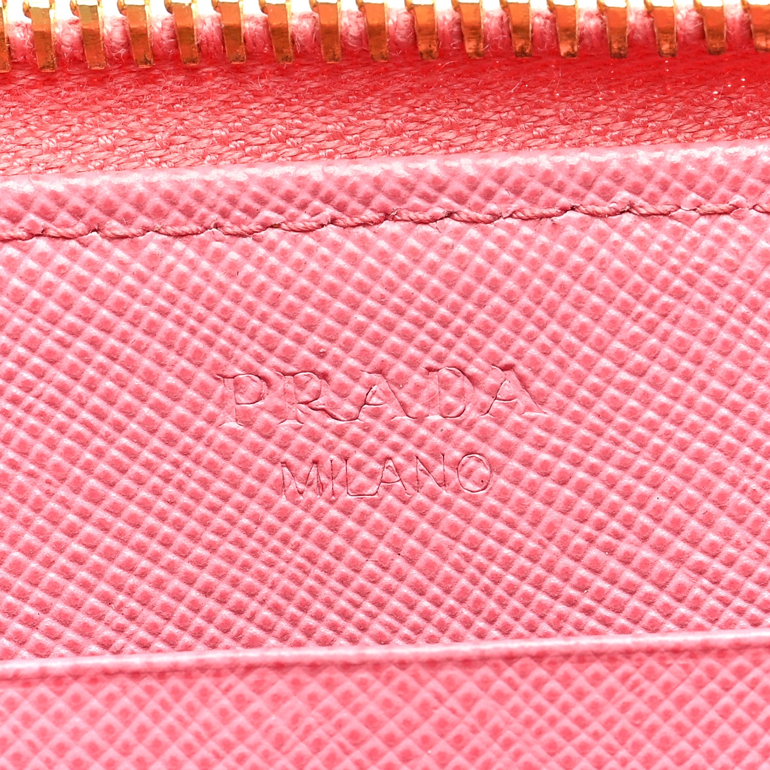 Prada Saffiano Metal Zip Around Wallet Begonia 6 of 10