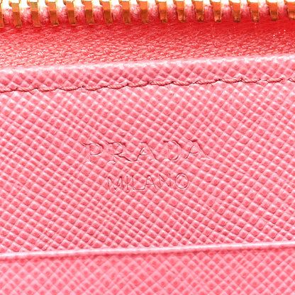 Prada Saffiano Metal Zip Around Wallet Begonia 6 of 10