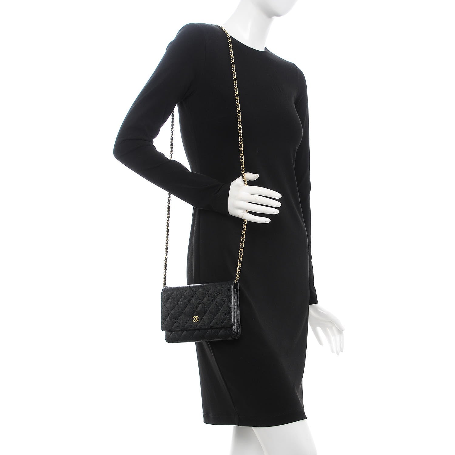 Chanel Caviar Quilted Wallet On Chain WOC Black 2 of 8