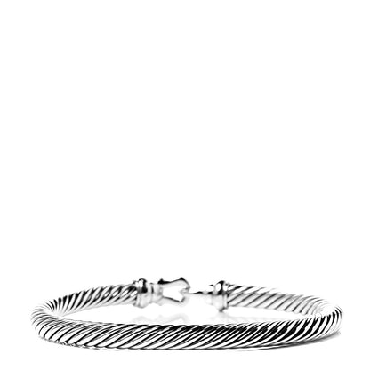 David Yurman Sterling Silver Diamond 5mm Cable Buckle Bracelet 3 of 4