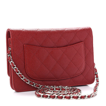 Chanel Caviar Quilted Wallet On Chain WOC Red 3 of 10