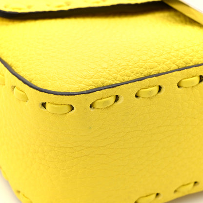 Fendi Cuoio Roma Sellerissima Nappa Sintetica Tape Stitch Mini Baguette Acid Yellow 10 of 11