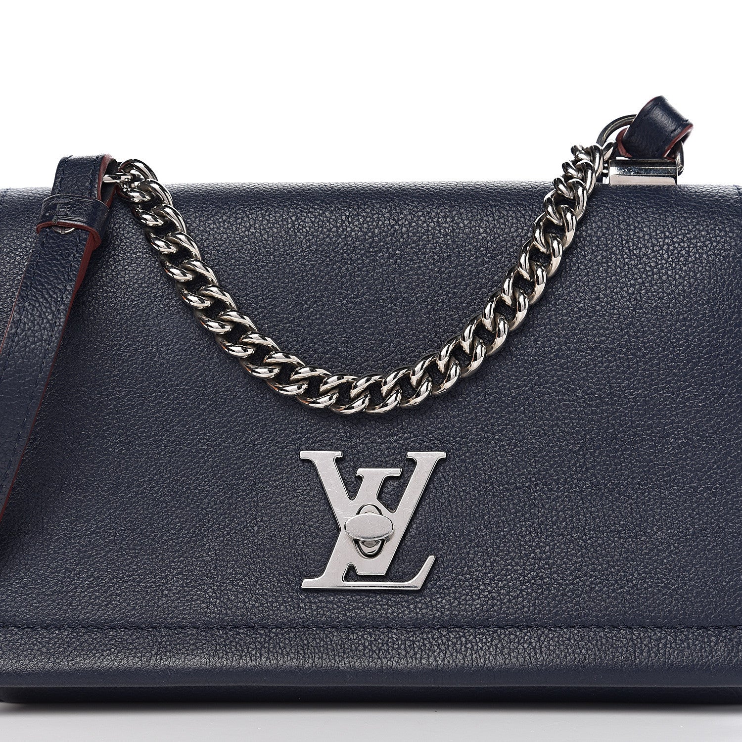Louis Vuitton Calfskin Lockme II Chain Bag BB Marine Rouge 9 of 10