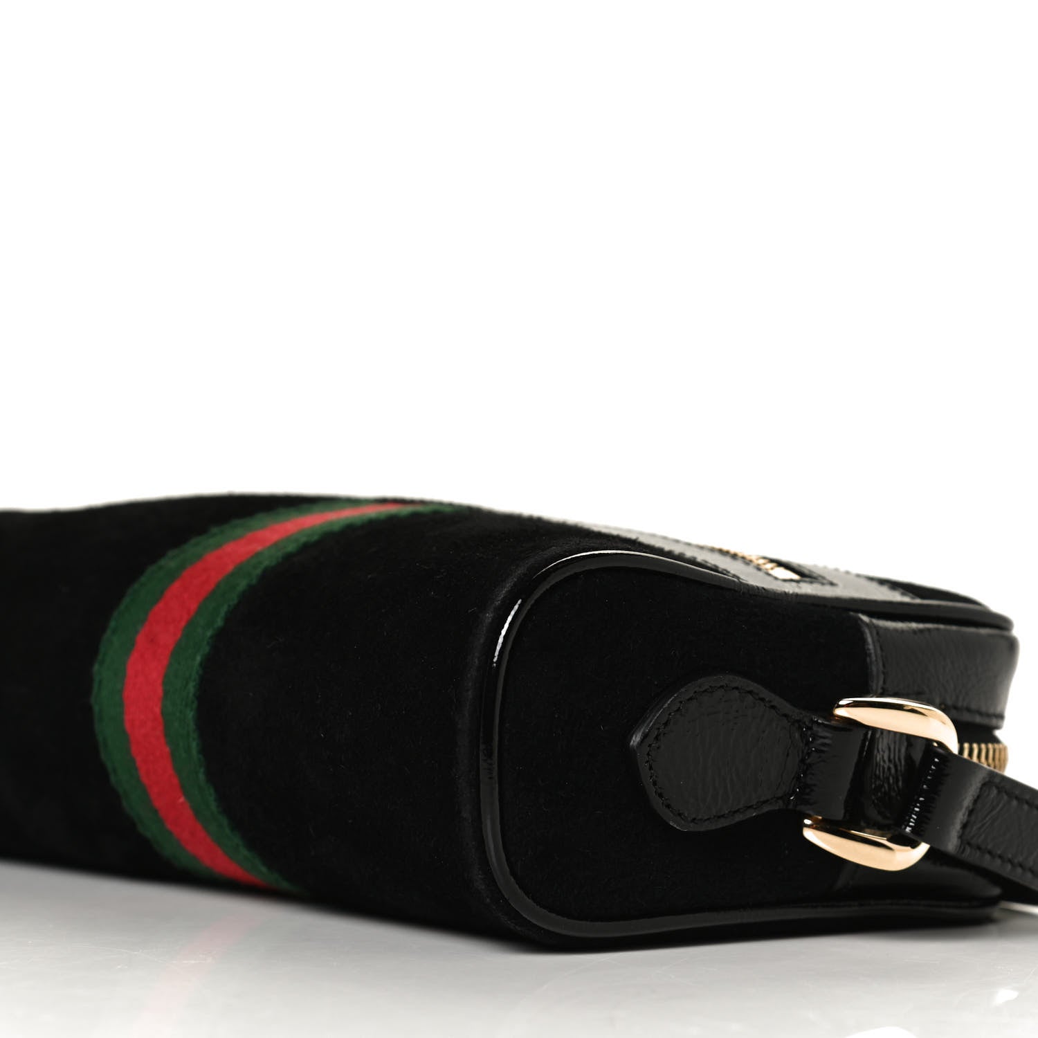 Gucci Suede Patent Web Mini Ophidia Shoulder Bag Black 10 of 10