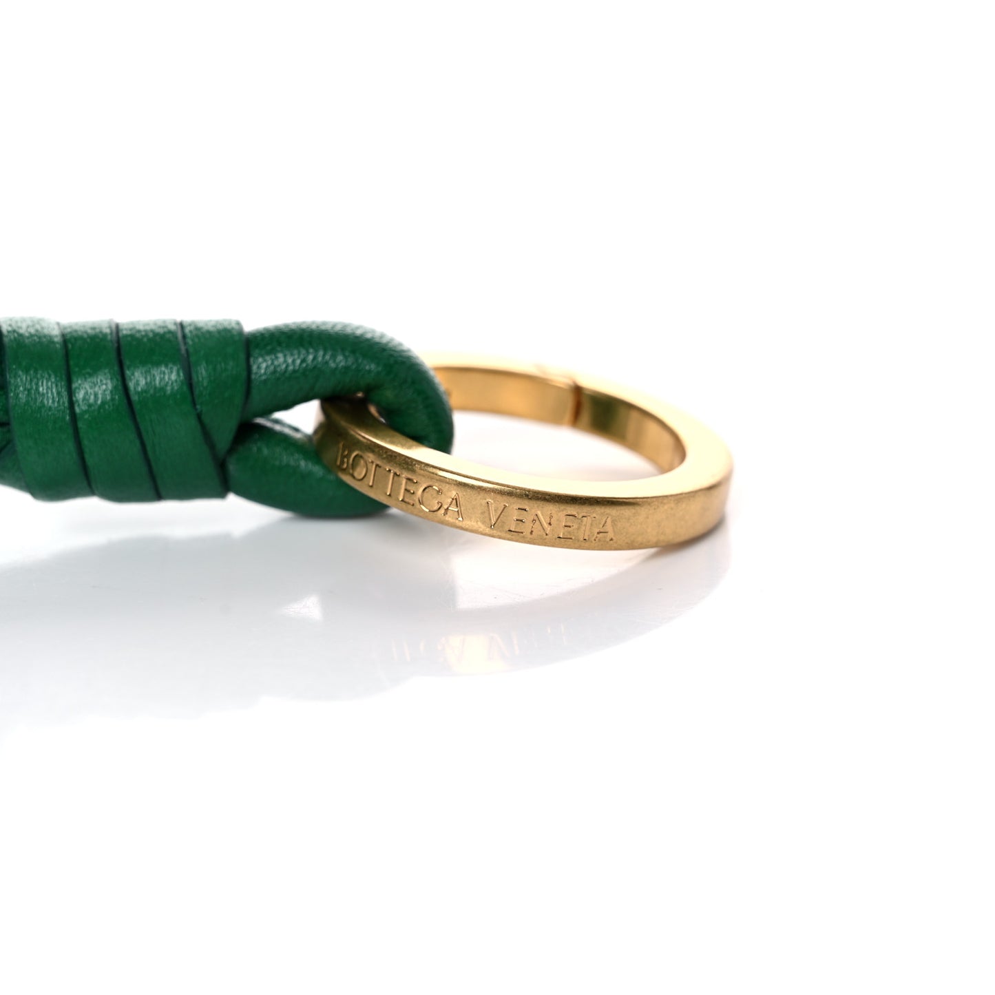 Nappa Intrecciato Flower Key Ring Chalk Egg Yolk