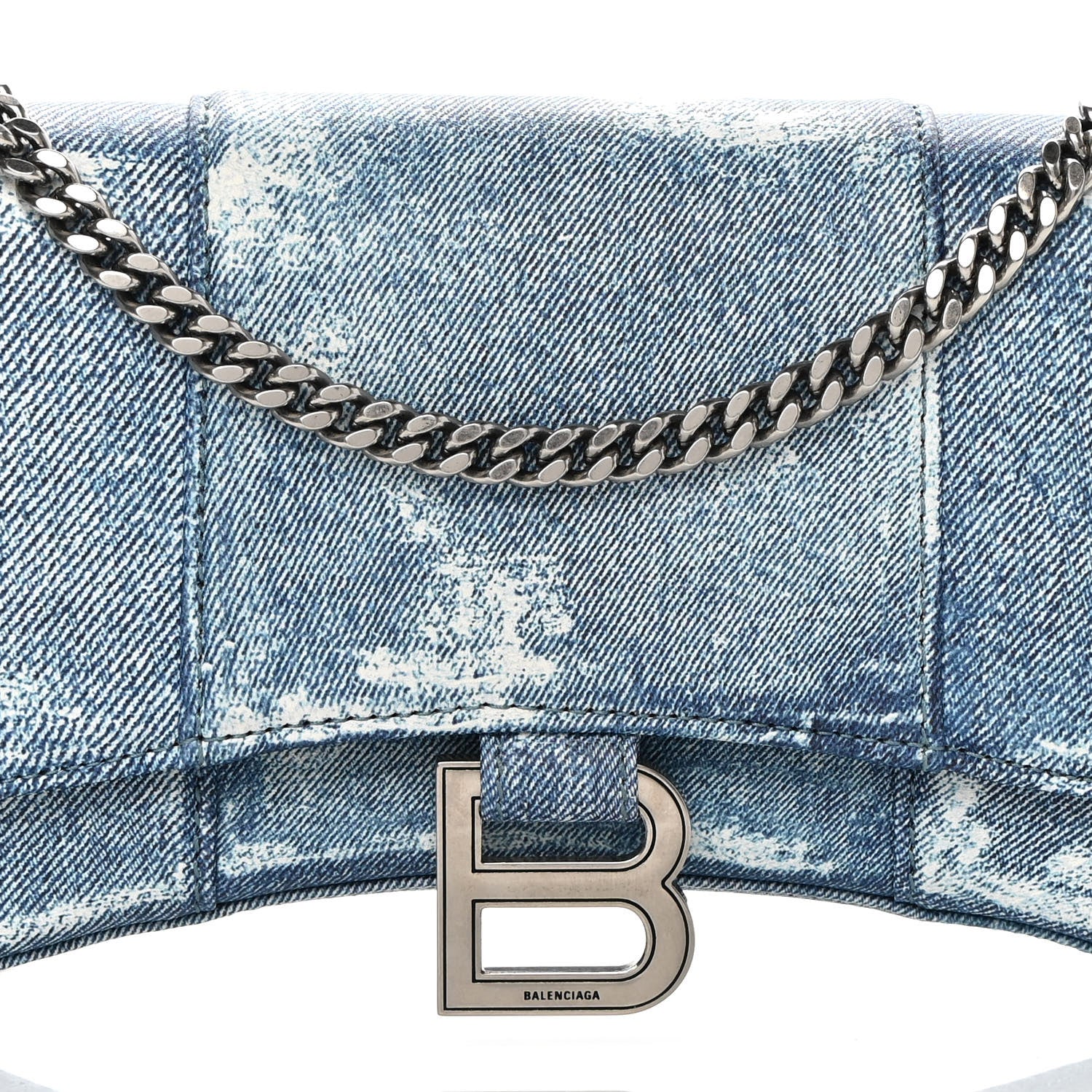 Balenciaga Nappa Denim Printed Hourglass Chain Bag Denim Blue 7 of 13
