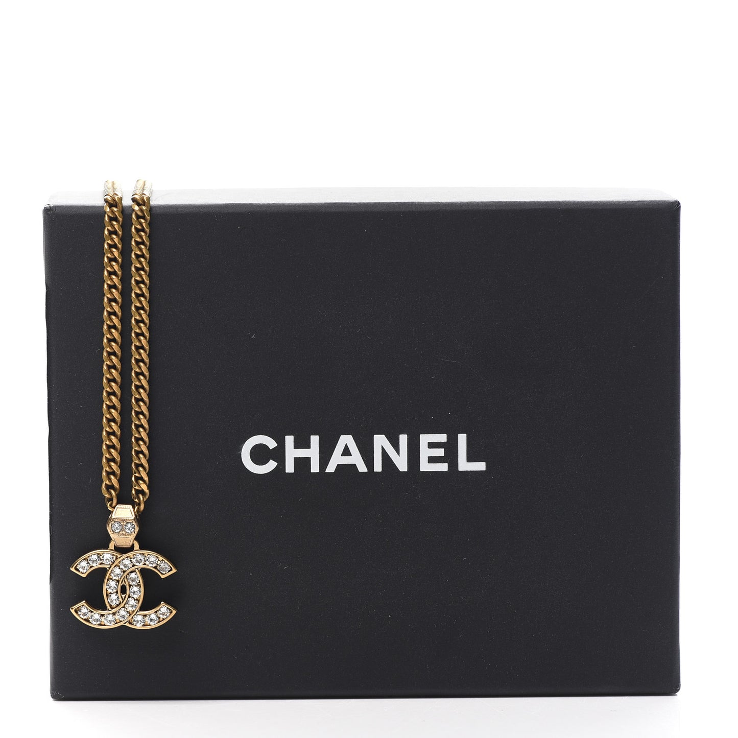 Crystal CC Pendant Necklace Gold