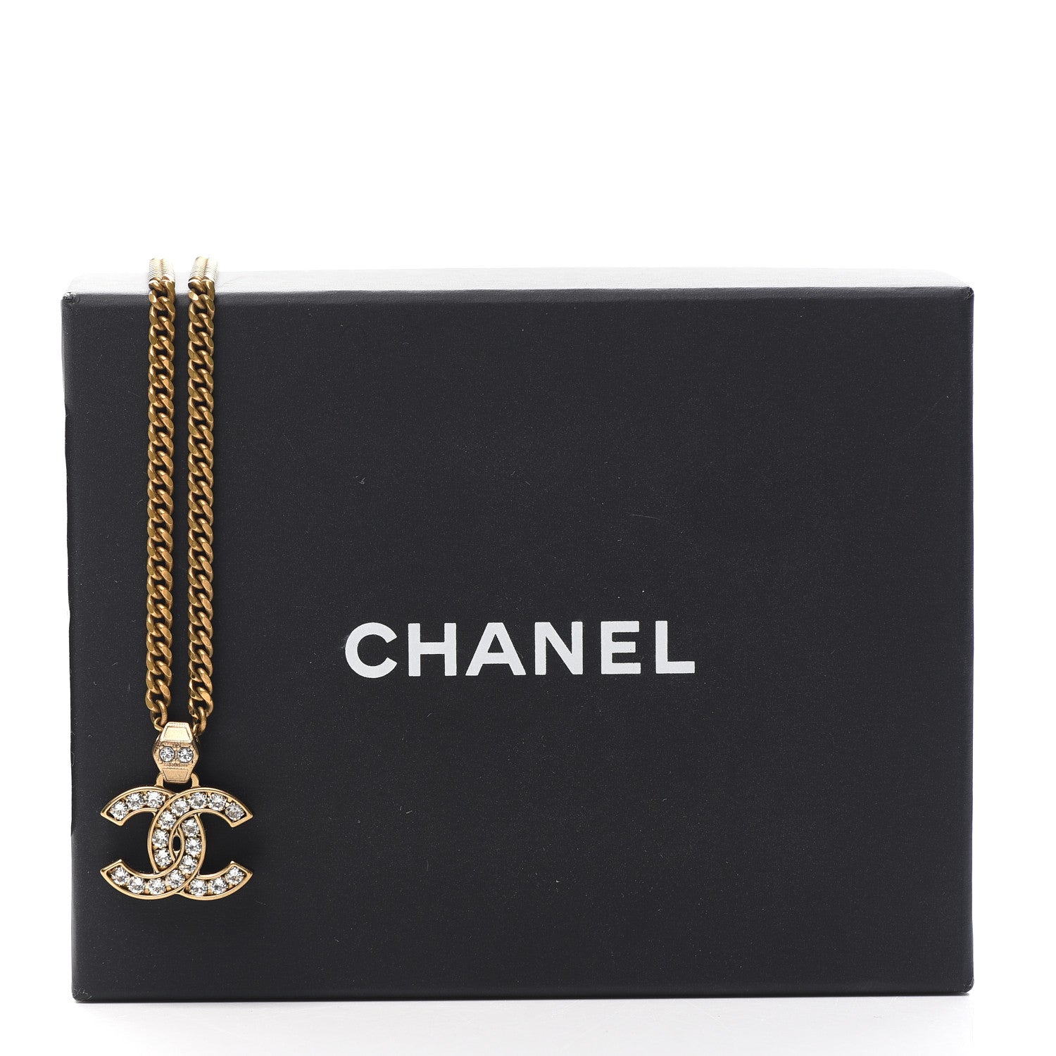 Chanel Crystal CC Pendant Necklace Gold 4 of 4