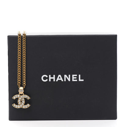Chanel Crystal CC Pendant Necklace Gold 4 of 4
