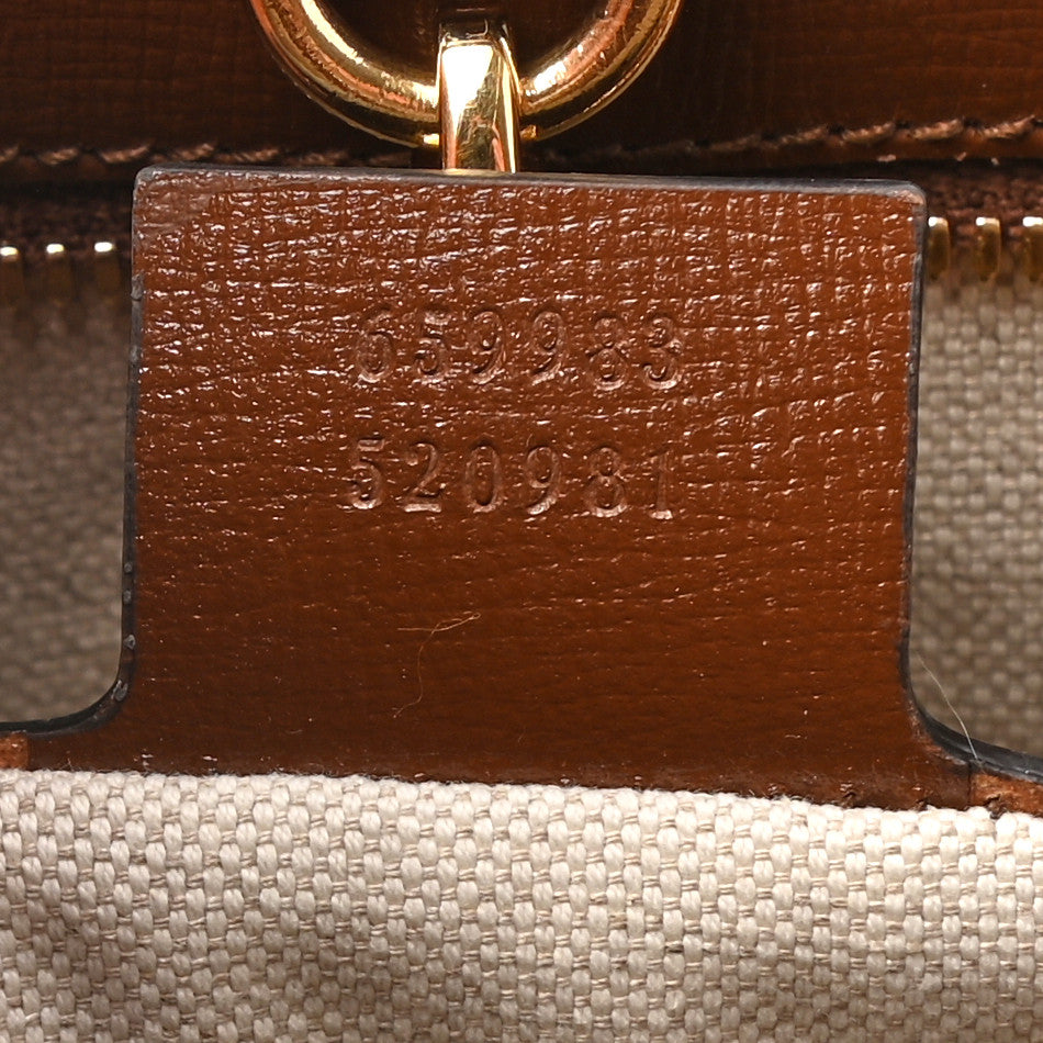 GG Supreme Monogram Azalea Calfskin Small Retro Interlocking G Tote Bag Beige Ebony Brown Sugar