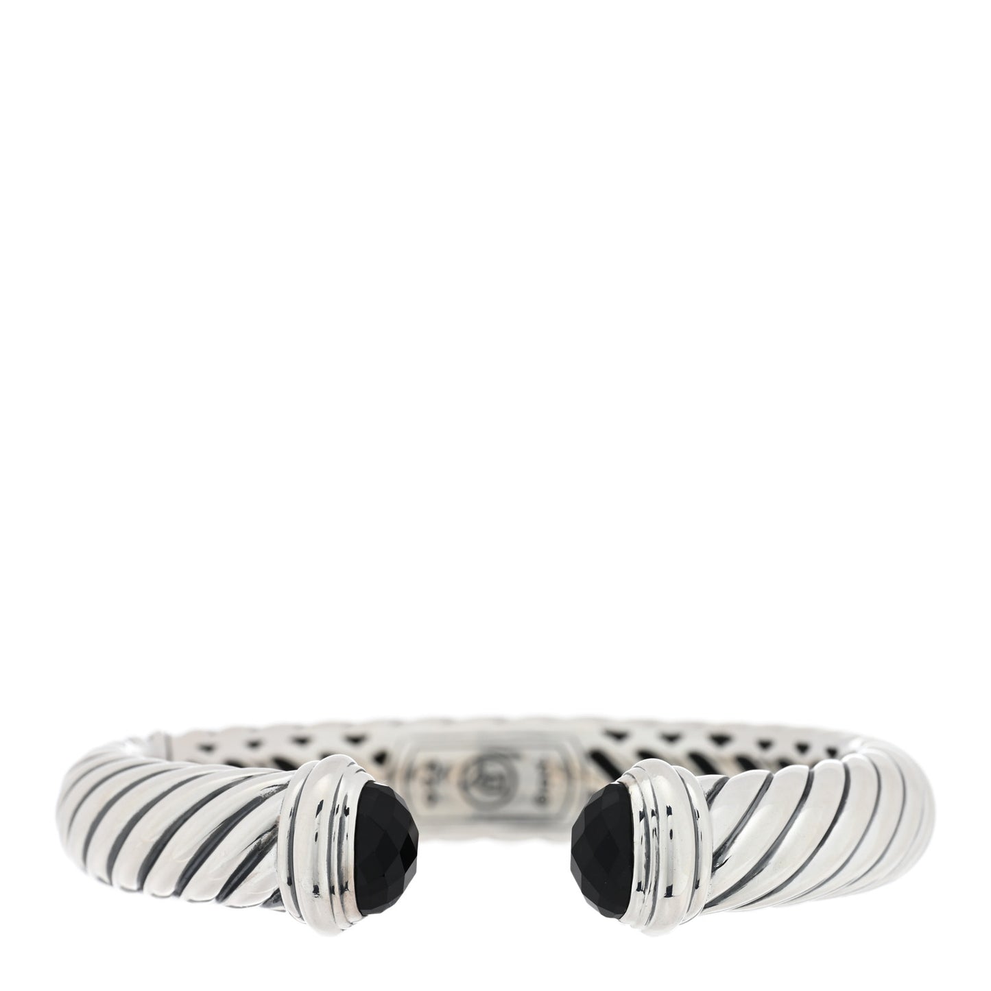 Sterling Silver Black Onyx 10mm Sculpted Cable Bracelet
