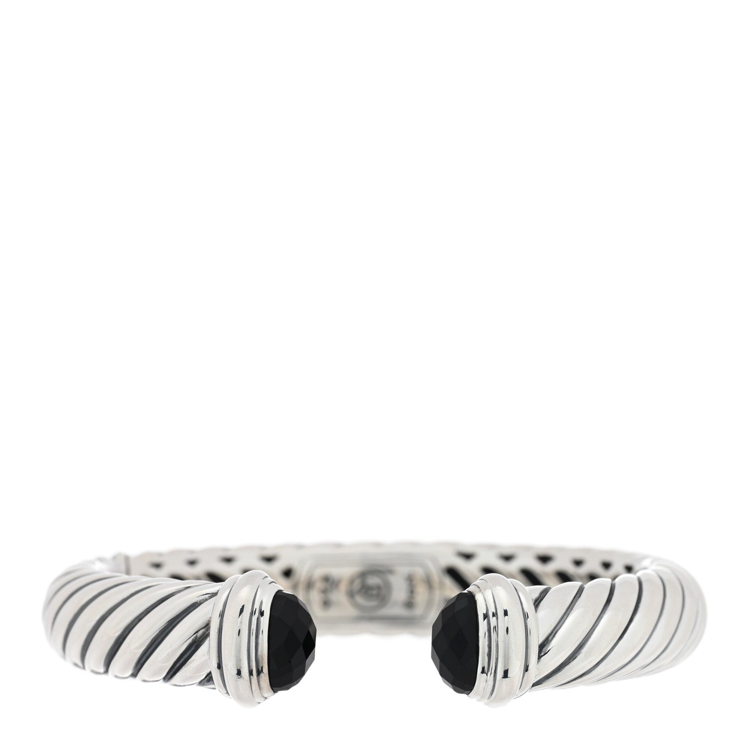 David Yurman Sterling Silver Black Onyx 10mm Sculpted Cable Bracelet 1 of 3