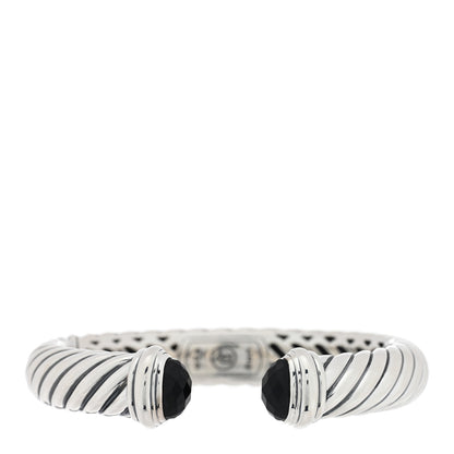 David Yurman Sterling Silver Black Onyx 10mm Sculpted Cable Bracelet 1 of 3