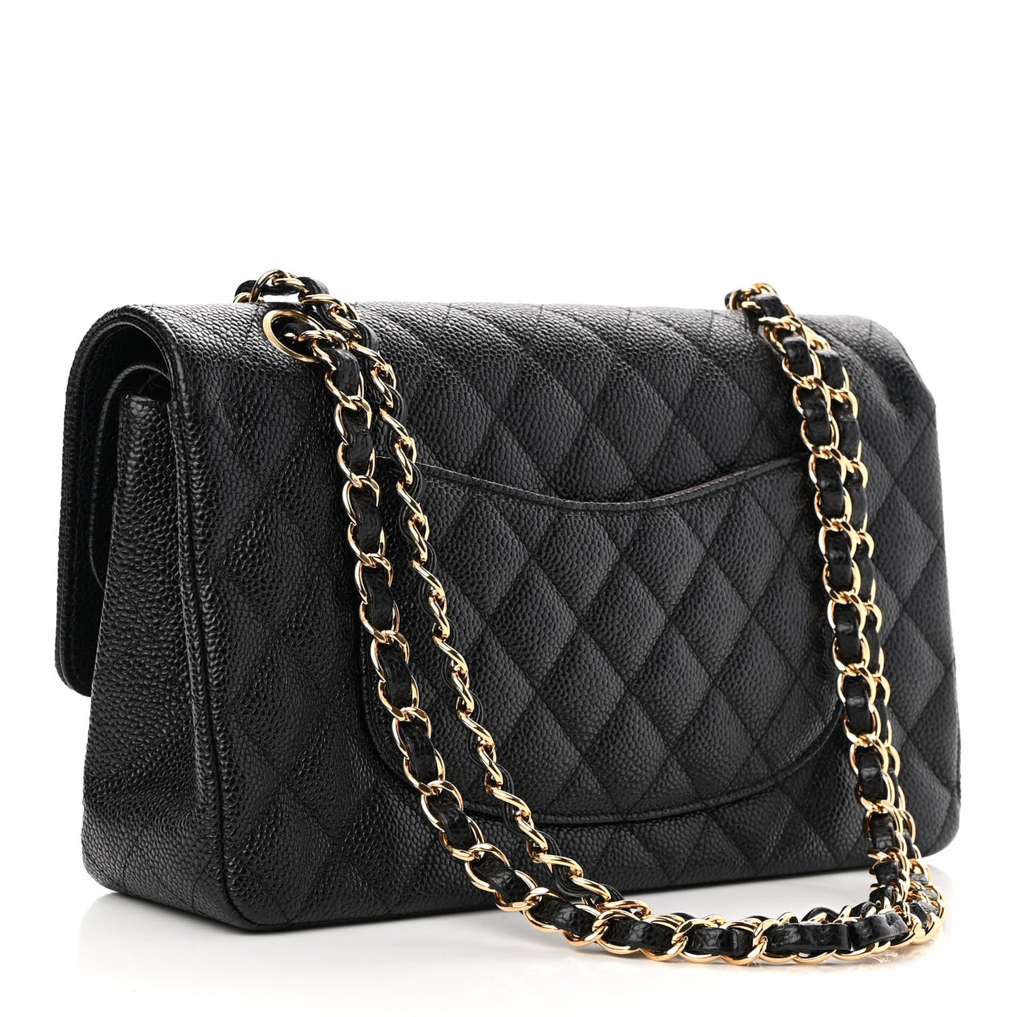 Caviar Quilted Medium Double Flap Black